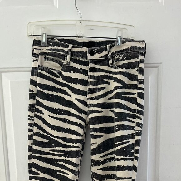 Mother Woman's The Mid-Rise Dazzler Zebra Print Ankle Jeans Sz 28 - Picture 6 of 13